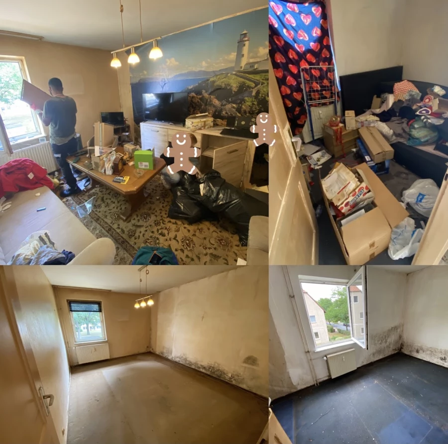 Vorher-Nachher-Collage einer Entrümpelung